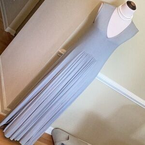 Free People beautiful baby blue soft knit sleeveless dress with V neck & 4 split
